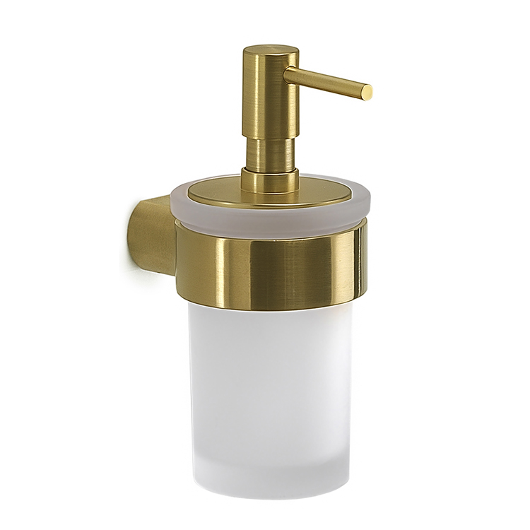 Gedy PI81-88 Soap Dispenser, Wall Mount, Frosted Glass With Matte Gold Mount